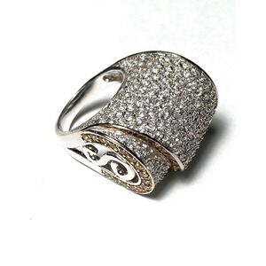 925 Sterling Silver Scroll Ring CZs Chunky Statement Size 8 20.70g